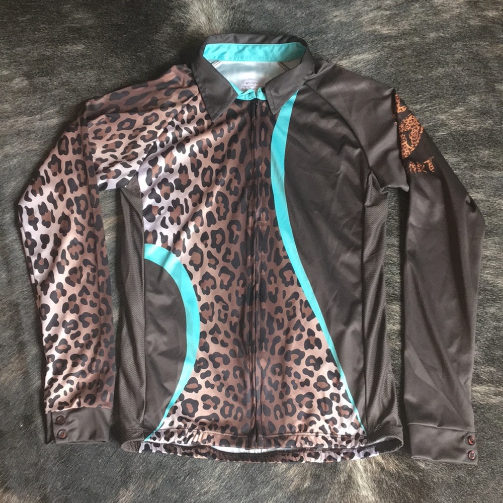 Air Conditioned Leopard & Turquoise Zip Up Shirt